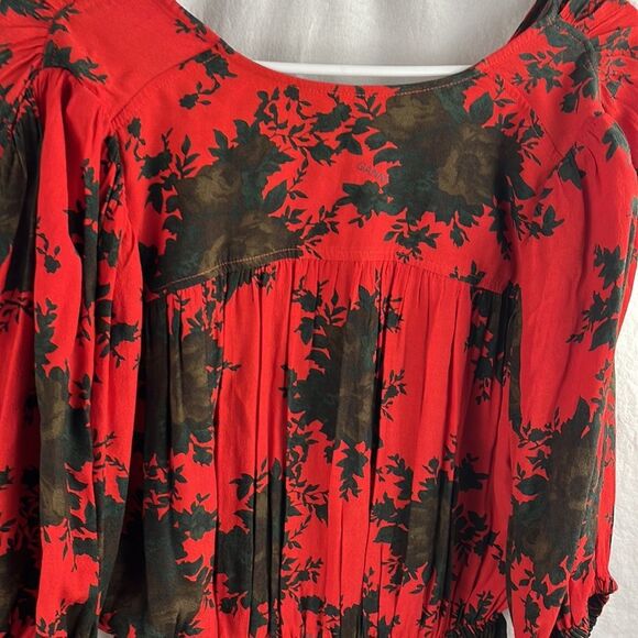 Ganni Red and Black Floral Dress - Picture 13 of 14